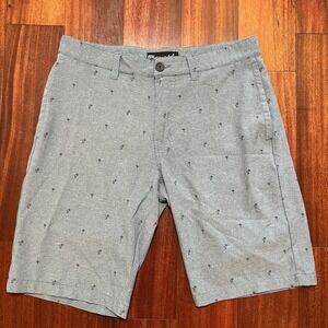 Travis Mathew Shorts Mens 33 34x10.5" Gray  AOP Rock The Boat Golf Performance